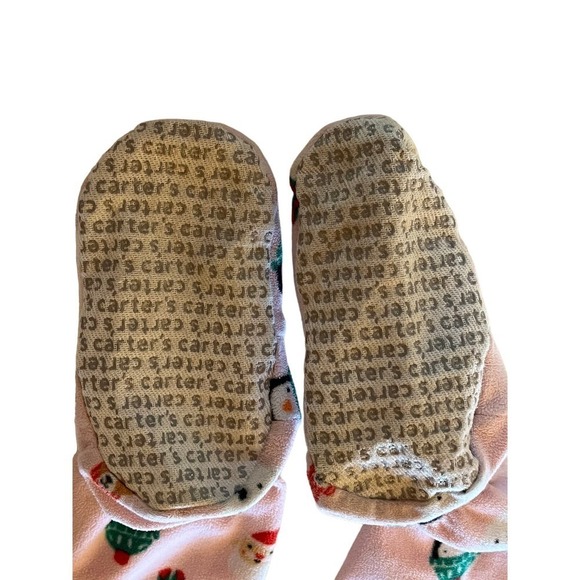 Carter's Toddler Girls Pink Fleece Christmas Zip Up Pajamas. 3T santa, penguin. - Picture 4 of 4